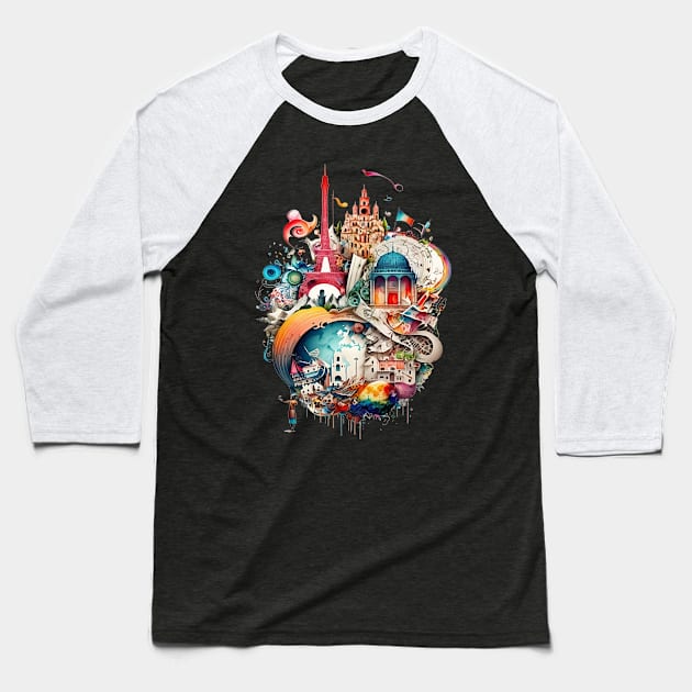 Musical City Baseball T-Shirt by AI INKER